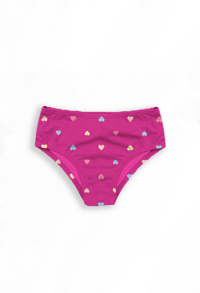 Biquini Infantil Slime 2 peças Cropped com Estampa de corações para Meninas Pink Conjunto Verão Feminino