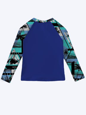 Conjunto Praia Infantil Menino Camisa Manga Longa Blusa Proteção UV e Sunga Estampada Kit Masculino Verão Premium