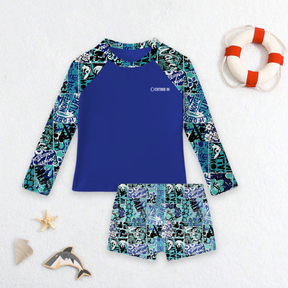 Conjunto Praia Infantil Menino Camisa Manga Longa Blusa Proteção UV e Sunga Estampada Kit Masculino Verão Premium